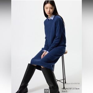 Uniqlo Navy Soufflé Yarn Dress